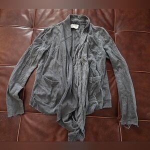 Saturday Sunday Gray Draped Cardigan Small